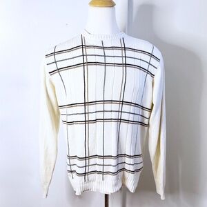 Oscar De La Renta Sweater L Large Pullover Golf Mens Grandpa Beige Crew Neck